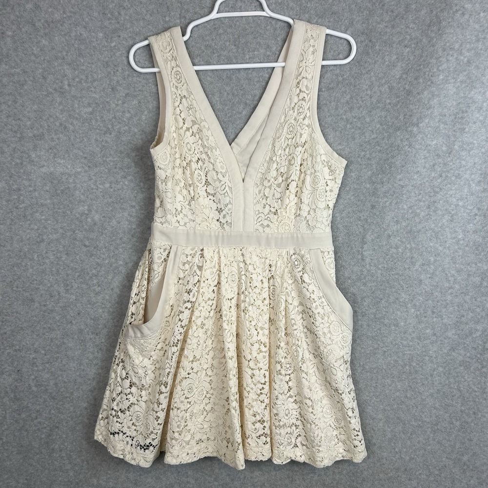 Free People Cream Lace Mini Dress
